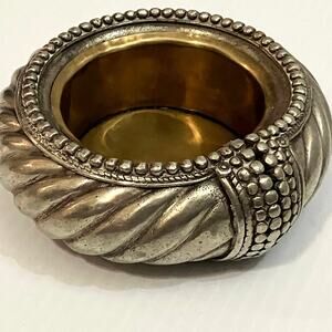 Antique Decorative Brass & Silver Metal Ash Tray Trinket Dish - African Bangle